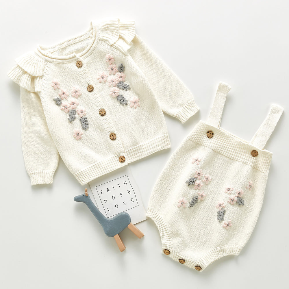 Baby Girls Flower Embroidered Rompers Wholesale 220418110