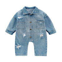 Load image into Gallery viewer, Baby Unisex Solid Color Ripped Jumpsuits Wholesale 220418112
