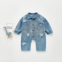 Load image into Gallery viewer, Baby Unisex Solid Color Ripped Jumpsuits Wholesale 220418112
