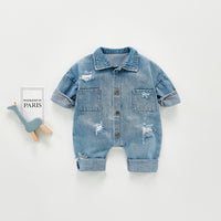 Load image into Gallery viewer, Baby Unisex Solid Color Ripped Jumpsuits Wholesale 220418112

