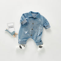 Load image into Gallery viewer, Baby Unisex Solid Color Ripped Jumpsuits Wholesale 220418112
