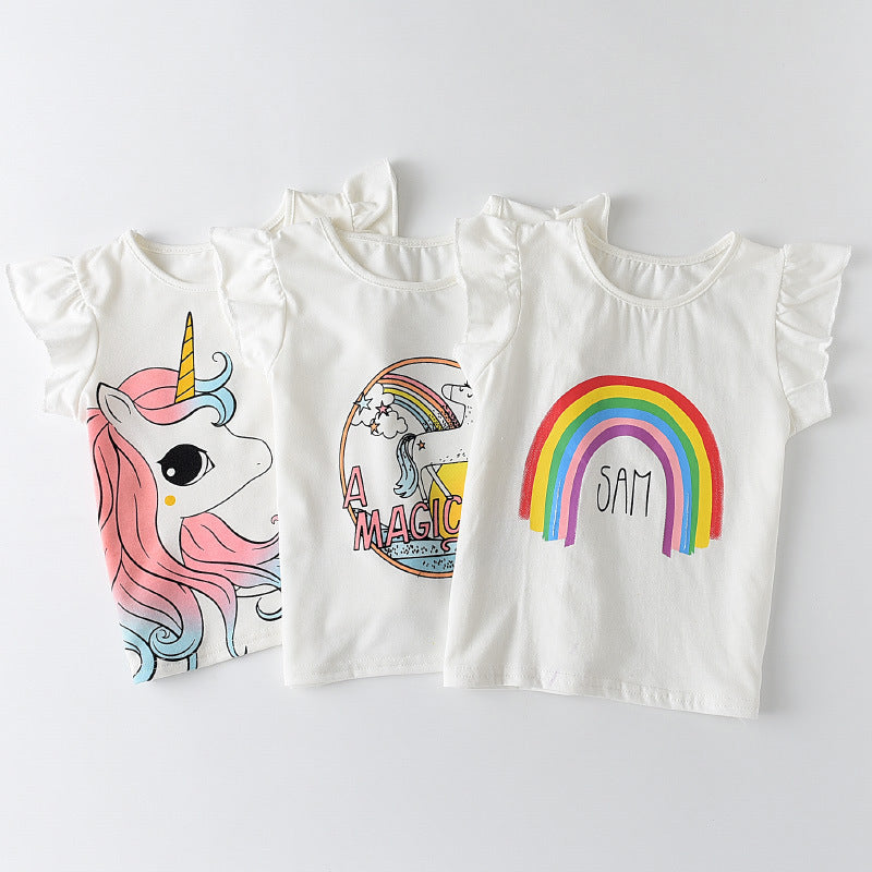 Baby Kid Girls Rainbow Unicorn T-Shirts Wholesale 220418126