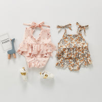Load image into Gallery viewer, 2 Pieces Set Baby Kid Girls Flower Print Tank Tops Swimwears And Shorts And Rompers Wholesale 220418176
