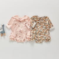 Load image into Gallery viewer, 2 Pieces Set Baby Kid Girls Flower Print Tank Tops Swimwears And Shorts And Rompers Wholesale 220418176
