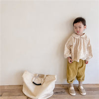 Load image into Gallery viewer, Baby Kid Girls Solid Color Muslin&amp;Ribbed Pants Wholesale 220418206
