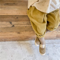Load image into Gallery viewer, Baby Kid Girls Solid Color Muslin&amp;Ribbed Pants Wholesale 220418206
