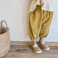 Load image into Gallery viewer, Baby Kid Girls Solid Color Muslin&amp;Ribbed Pants Wholesale 220418206
