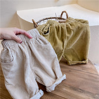 Load image into Gallery viewer, Baby Kid Girls Solid Color Muslin&amp;Ribbed Pants Wholesale 220418206
