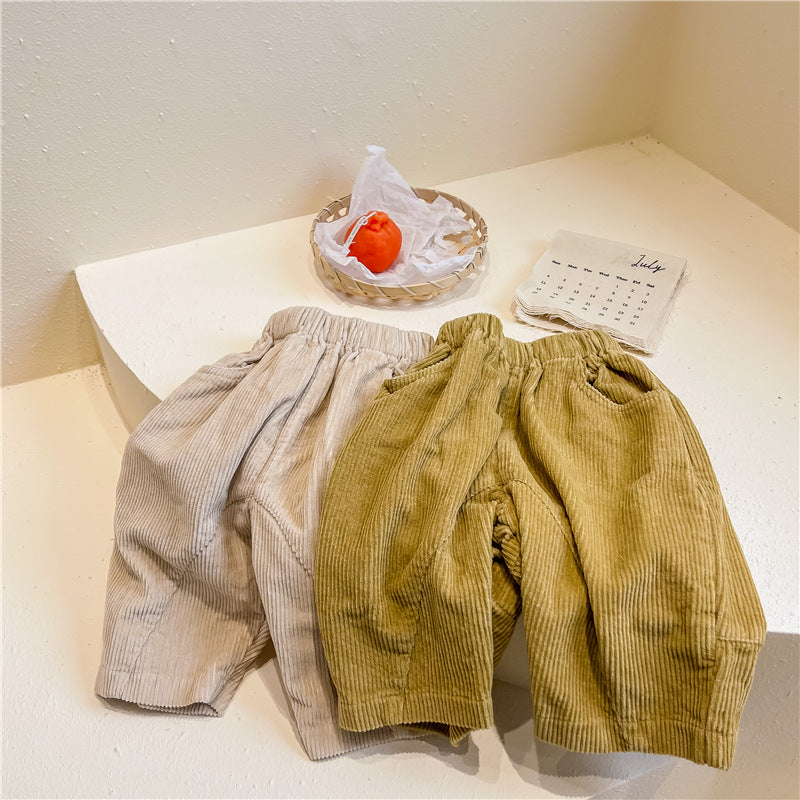 Baby Kid Girls Solid Color Muslin&Ribbed Pants Wholesale 220418206