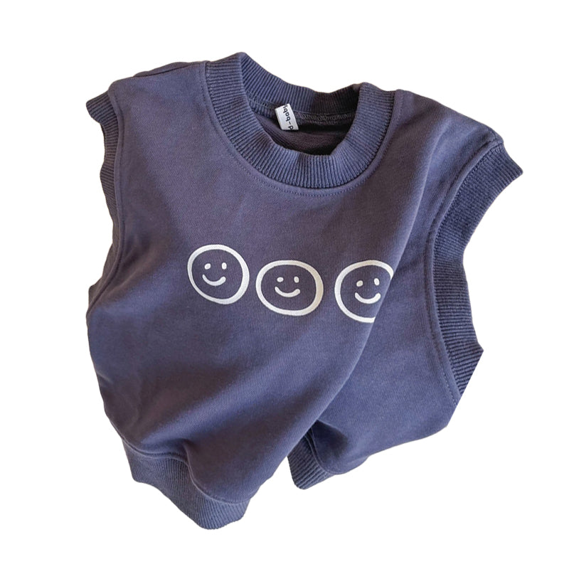 Baby Kid Girls Boys Expression Print Vests Waistcoats Wholesale 220418214