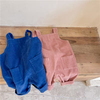 Load image into Gallery viewer, Baby Kid Girls Boys Solid Color Muslin&amp;Ribbed Jumpsuits Wholesale 220418215
