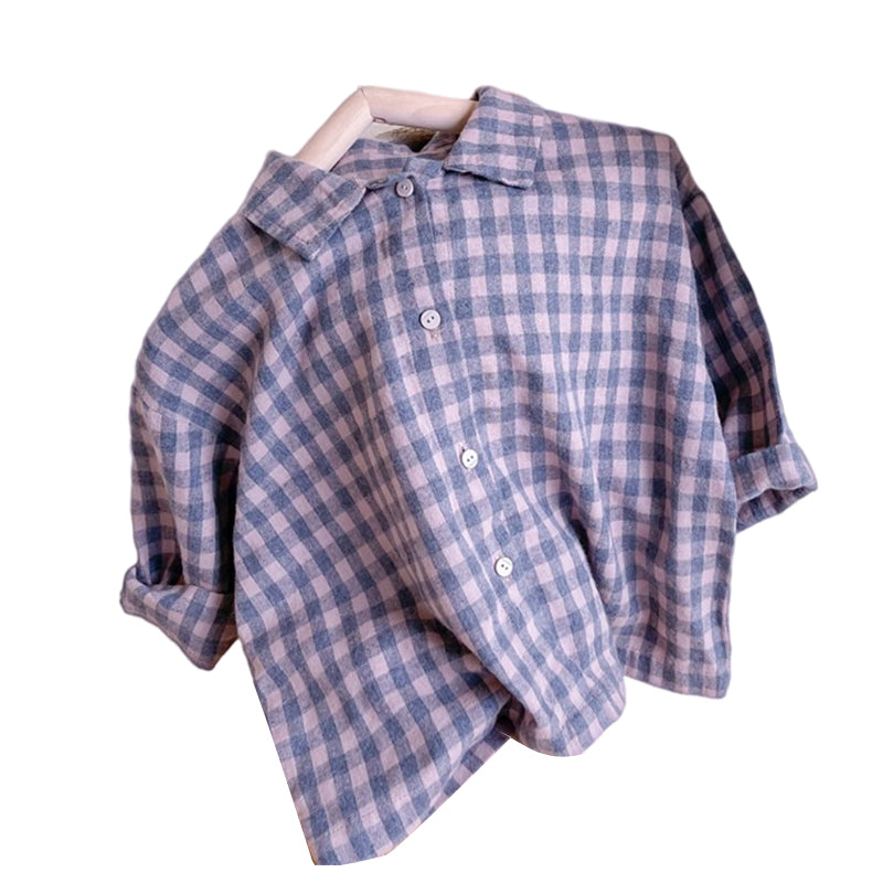 Baby Kid Girls Checked Shirts Wholesale 220418217