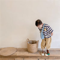 Load image into Gallery viewer, Baby Kid Girls Striped Embroidered Alphabet Tops Wholesale 220418236
