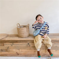 Load image into Gallery viewer, Baby Kid Girls Striped Embroidered Alphabet Tops Wholesale 220418236
