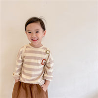Load image into Gallery viewer, Baby Kid Girls Striped Embroidered Alphabet Tops Wholesale 220418236
