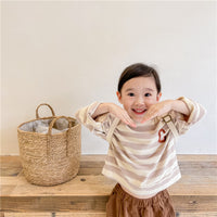 Load image into Gallery viewer, Baby Kid Girls Striped Embroidered Alphabet Tops Wholesale 220418236
