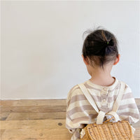 Load image into Gallery viewer, Baby Kid Girls Striped Embroidered Alphabet Tops Wholesale 220418236
