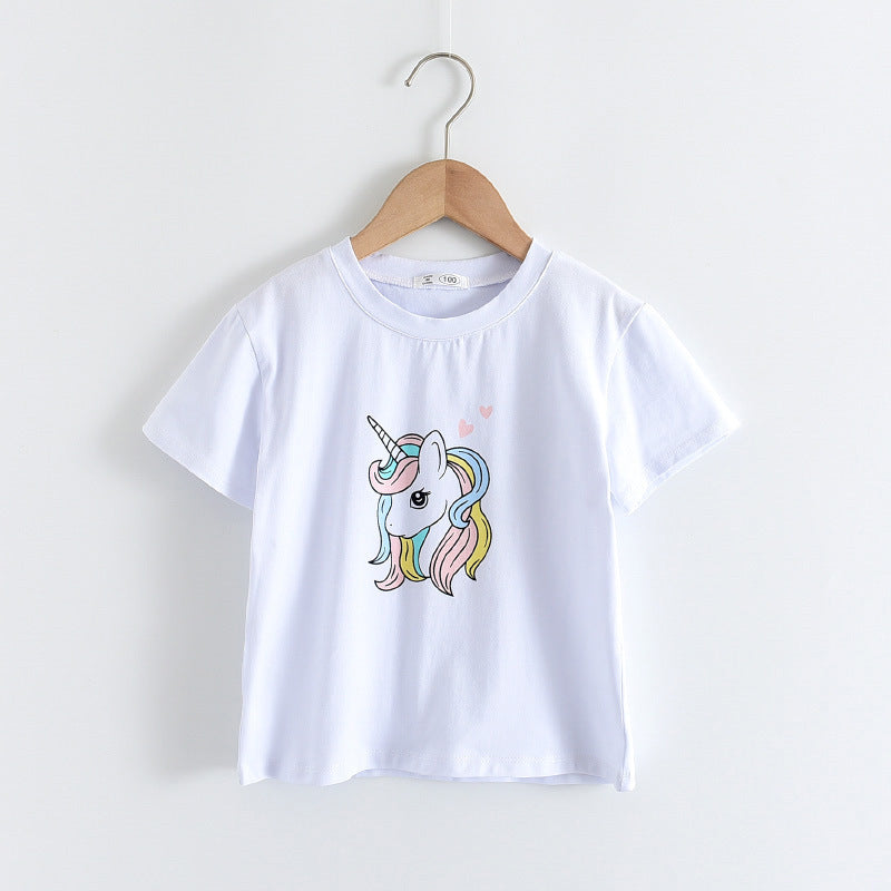 Baby Kid Girls Love heart Unicorn Print T-Shirts Wholesale 220418244