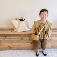 Load image into Gallery viewer, Baby Kid Girls Solid Color Muslin&amp;Ribbed Pants Wholesale 220418252
