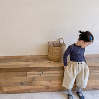 Load image into Gallery viewer, Baby Kid Girls Solid Color Muslin&amp;Ribbed Pants Wholesale 220418252
