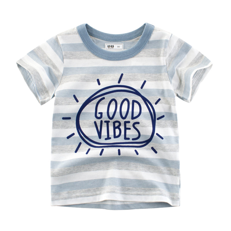 Baby Kid Boys Striped Letters T-Shirts Wholesale 22041826