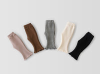 Load image into Gallery viewer, Baby Kid Girls Solid Color Checked Muslin&amp;Ribbed Pants Wholesale 220418267
