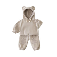 Load image into Gallery viewer, 2 Pieces Set Baby Kid Unisex Solid Color Hoodies Swearshirts And Striped Pants Wholesale 220418271
