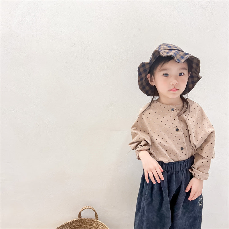 Baby Kid Girls Solid Color Polka dots Blouses Wholesale 220418274