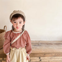 Load image into Gallery viewer, Baby Kid Girls Checked Tops Wholesale 220418281
