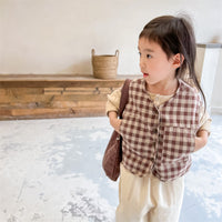Load image into Gallery viewer, Baby Kid Girls Checked Vests Waistcoats Wholesale 220418290
