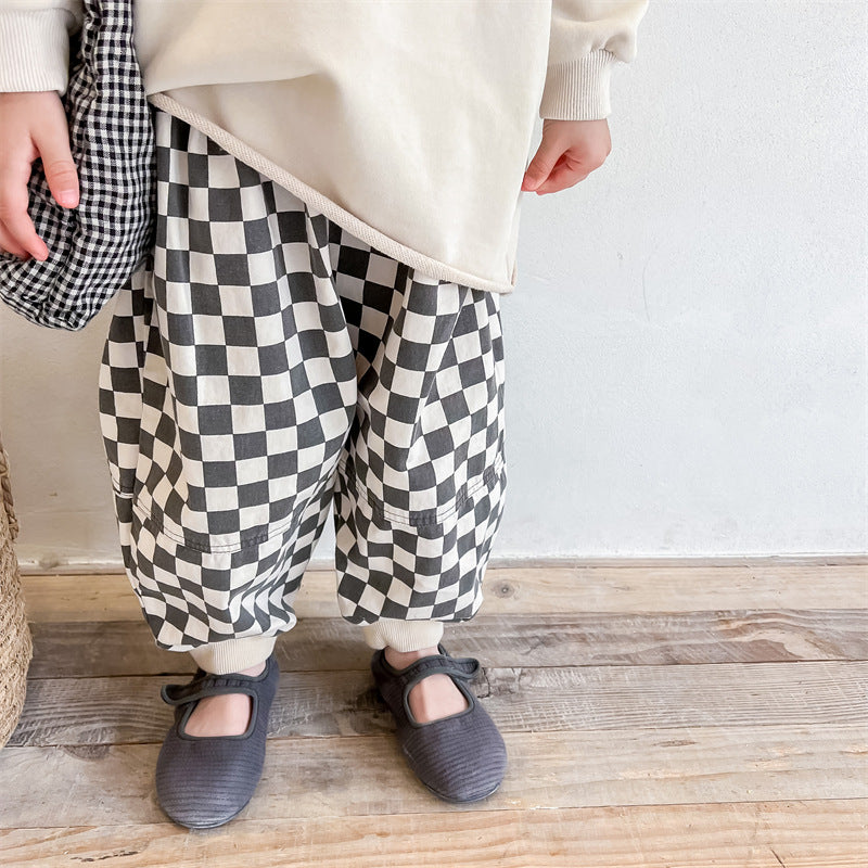 Baby Kid Unisex Checked Pants Wholesale 220418292