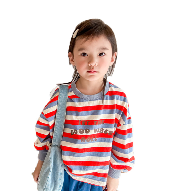 Baby Kid Unisex Striped Letters Tops Wholesale 220418310