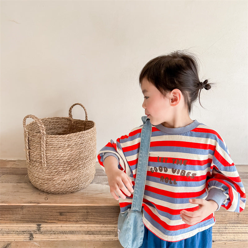 Baby Kid Unisex Striped Letters Tops Wholesale 220418310