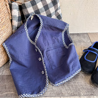 Load image into Gallery viewer, Baby Kid Girls Color-blocking Checked Vests Waistcoats Wholesale 220418344
