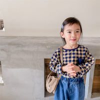 Load image into Gallery viewer, Baby Kid Girls Color-blocking Checked Tops Wholesale 220418354
