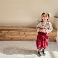 Load image into Gallery viewer, Baby Kid Girls Checked Embroidered Pants Wholesale 220418375
