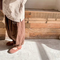Load image into Gallery viewer, Baby Kid Girls Checked Embroidered Pants Wholesale 220418375
