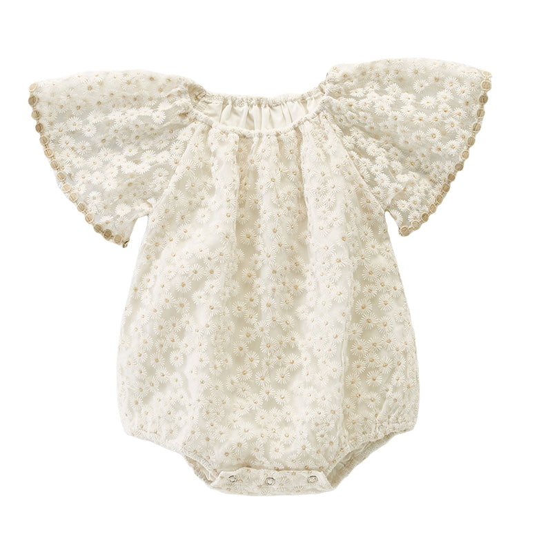Baby Girls Flower Embroidered Rompers Wholesale 220418409