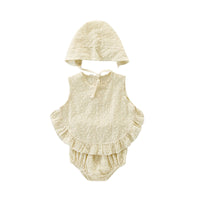 Load image into Gallery viewer, 3 Pieces Set Baby Girls Solid Color Tank Tops Rompers And Hats Wholesale 220418410
