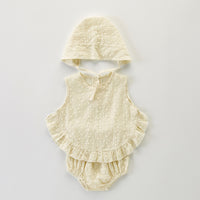 Load image into Gallery viewer, 3 Pieces Set Baby Girls Solid Color Tank Tops Rompers And Hats Wholesale 220418410
