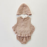 Load image into Gallery viewer, 3 Pieces Set Baby Girls Solid Color Tank Tops Rompers And Hats Wholesale 220418410
