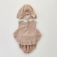 Load image into Gallery viewer, 3 Pieces Set Baby Girls Solid Color Tank Tops Rompers And Hats Wholesale 220418410
