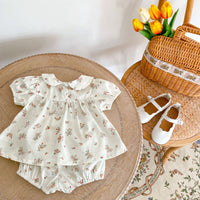Load image into Gallery viewer, 2 Pieces Set Baby Kid Girls Flower Print Tops And Shorts Wholesale 220418427
