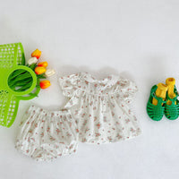 Load image into Gallery viewer, 2 Pieces Set Baby Kid Girls Flower Print Tops And Shorts Wholesale 220418427
