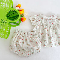 Load image into Gallery viewer, 2 Pieces Set Baby Kid Girls Flower Print Tops And Shorts Wholesale 220418427
