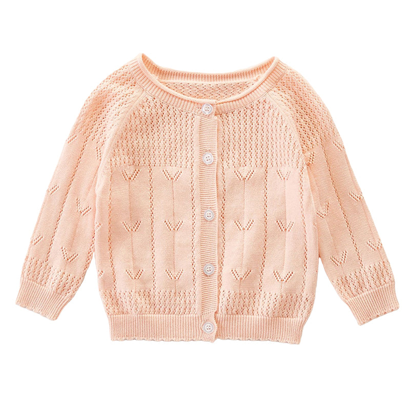 Baby Kid Girls Solid Color Crochet Cardigan Wholesale 220418431