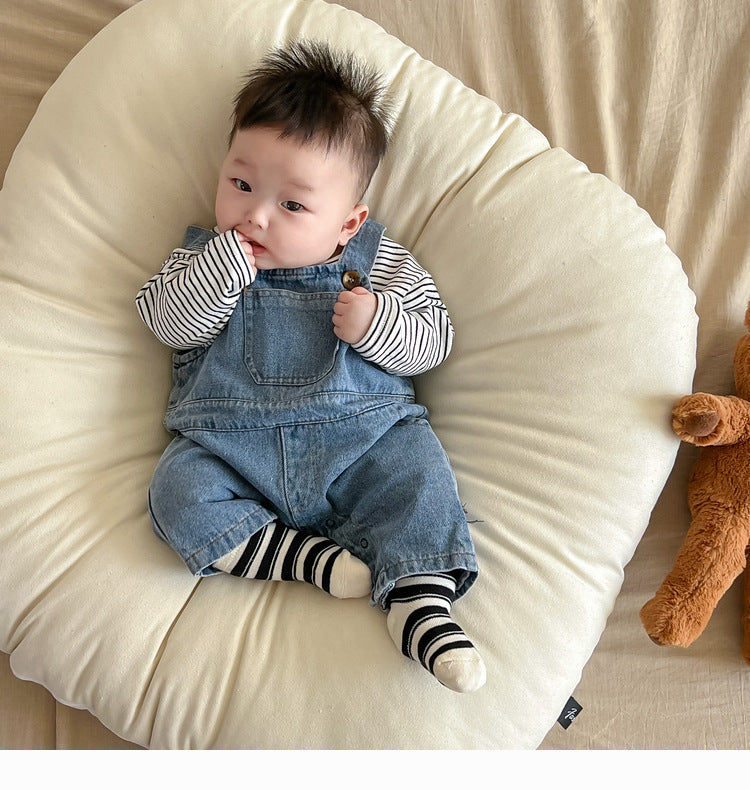 Baby Boys Solid Color Striped Tops And Jumpsuits Wholesale 220418466