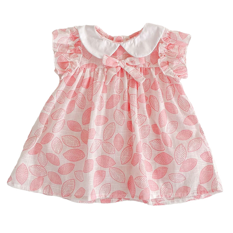 Baby Girls Plant Bow Print Dresses Wholesale 220418516