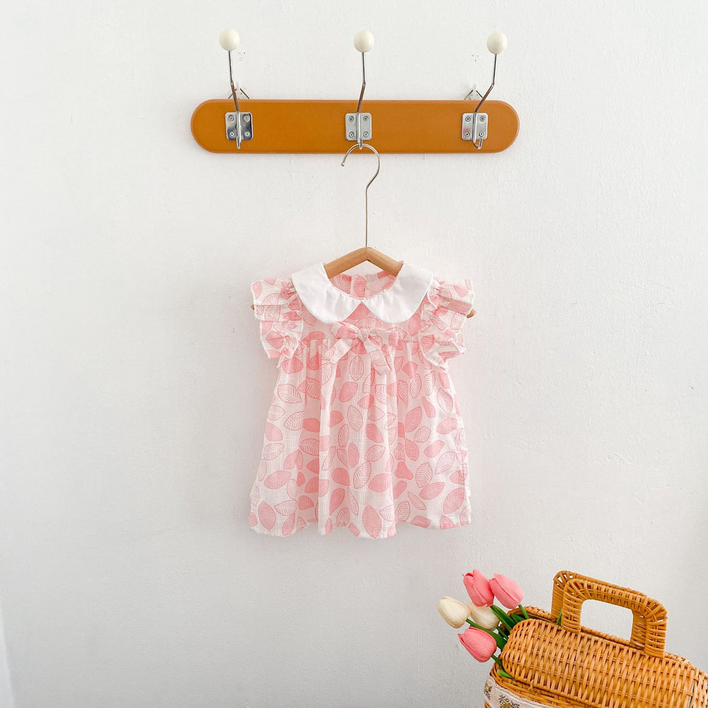 Baby Girls Plant Bow Print Dresses Wholesale 220418516