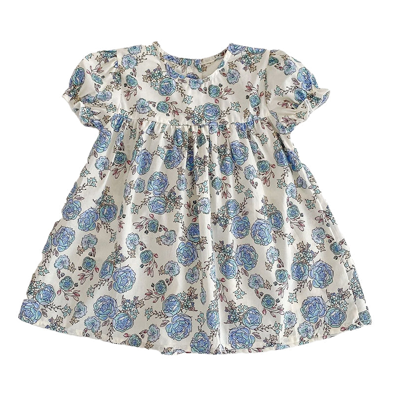 Baby Girls Flower Print Dresses Wholesale 220418517